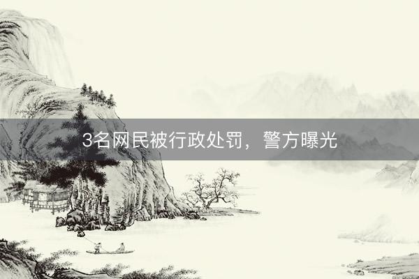 3名网民被行政处罚，警方曝光