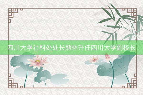 四川大学社科处处长熊林升任四川大学副校长