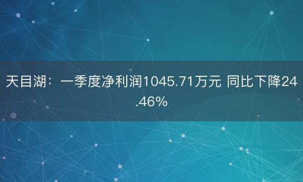 天目湖：一季度净利润1045.71万元 同比下降24.46%