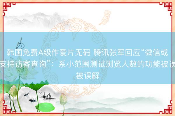 韩国免费A级作爱片无码 腾讯张军回应“微信或将支持访客查询”：系小范围测试浏览人数的功能被误解