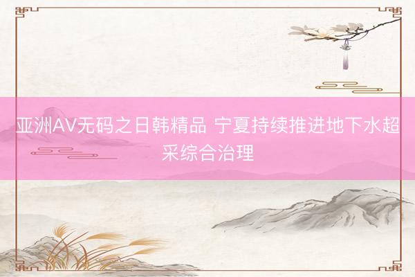 亚洲AV无码之日韩精品 宁夏持续推进地下水超采综合治理