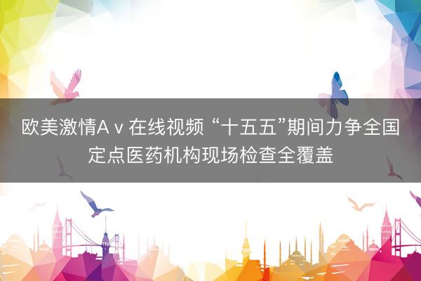 欧美激情Aⅴ在线视频 “十五五”期间力争全国定点医药机构现场检查全覆盖