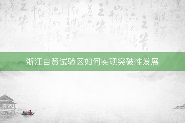 浙江自贸试验区如何实现突破性发展