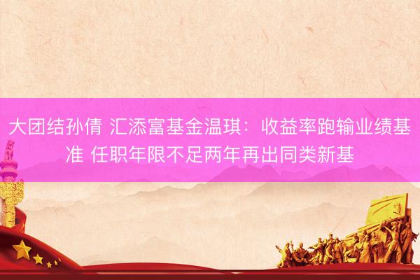 大团结孙倩 汇添富基金温琪：收益率跑输业绩基准 任职年限不足两年再出同类新基