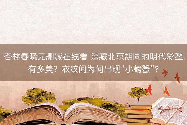 杏林春晓无删减在线看 深藏北京胡同的明代彩塑有多美？衣纹间为何出现“小螃蟹”？