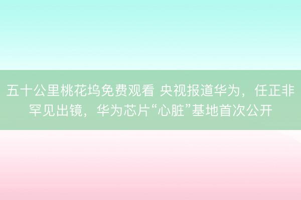 五十公里桃花坞免费观看 央视报道华为,任正非罕见出镜,华为芯片“心脏”基地首次公开
