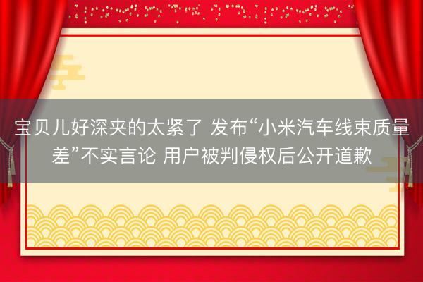 宝贝儿好深夹的太紧了 发布“小米汽车线束质量差”不实言论 用户被判侵权后公开道歉