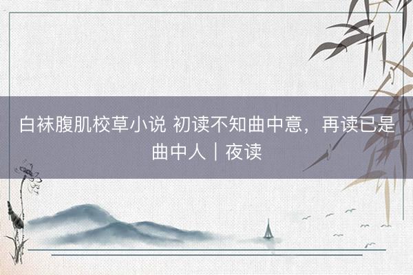 白袜腹肌校草小说 初读不知曲中意，再读已是曲中人｜夜读