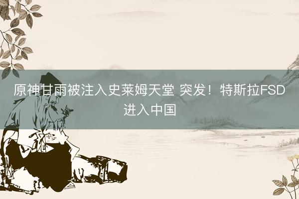 原神甘雨被注入史莱姆天堂 突发！特斯拉FSD进入中国