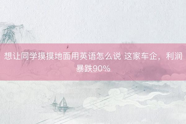 想让同学摸摸地面用英语怎么说 这家车企，利润暴跌90%