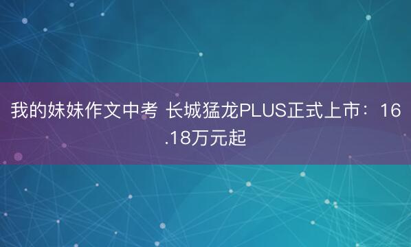 我的妹妹作文中考 长城猛龙PLUS正式上市：16.18万元起
