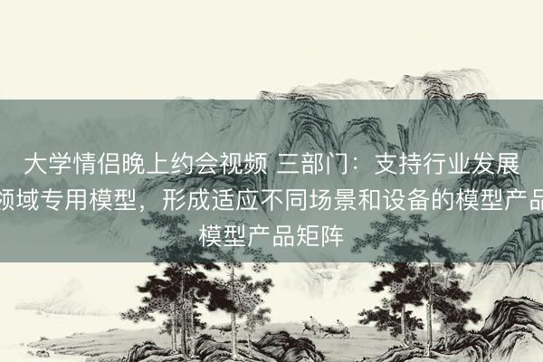 大学情侣晚上约会视频 三部门：支持行业发展细分领域专用模型，形成适应不同场景和设备的模型产品矩阵