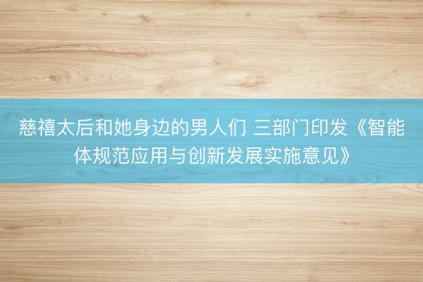 慈禧太后和她身边的男人们 三部门印发《智能体规范应用与创新发展实施意见》