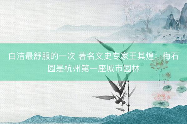 白洁最舒服的一次 著名文史专家王其煌：梅石园是杭州第一座城市园林