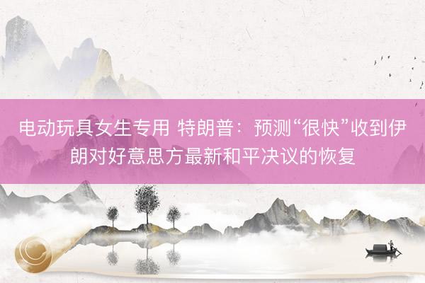 电动玩具女生专用 特朗普：预测“很快”收到伊朗对好意思方最新和平决议的恢复