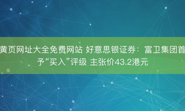 黄页网址大全免费网站 好意思银证券:富卫集团首予“买入”评级 主张价43.2港元