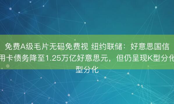 免费A级毛片无码免费视 纽约联储:好意思国信用卡债务降至1.25万亿好意思元,但仍呈现K型分化