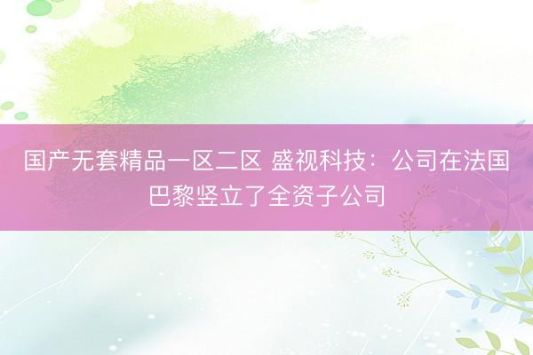 国产无套精品一区二区 盛视科技：公司在法国巴黎竖立了全资子公司
