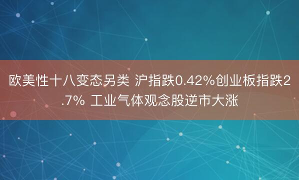 欧美性十八变态另类 沪指跌0.42%创业板指跌2.7% 工业气体观念股逆市大涨