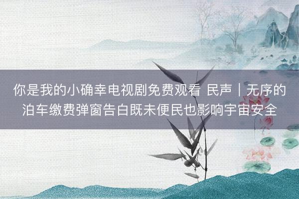 你是我的小确幸电视剧免费观看 民声｜无序的泊车缴费弹窗告白既未便民也影响宇宙安全