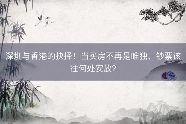 深圳与香港的抉择！当买房不再是唯独，钞票该往何处安放？